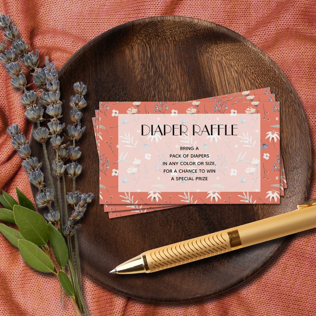 Wildflowers Terracotta Baby Shower Diaper Raffle Enclosure Card (Wildflowers Terracotta Baby Shower Diaper Raffle Enclosure Cards)