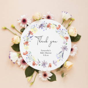 Wildflowers thank you baby shower classic round sticker