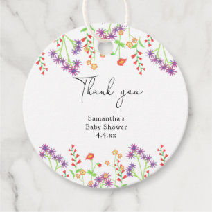 Wildflowers thank you baby shower favour tags