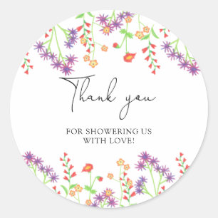 Wildflowers thank you  classic round sticker