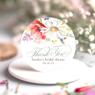 Wildflowers Thank You Classic Round Sticker