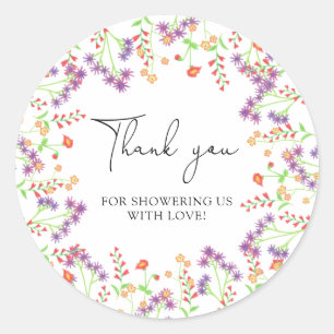 Wildflowers thank you classic round sticker
