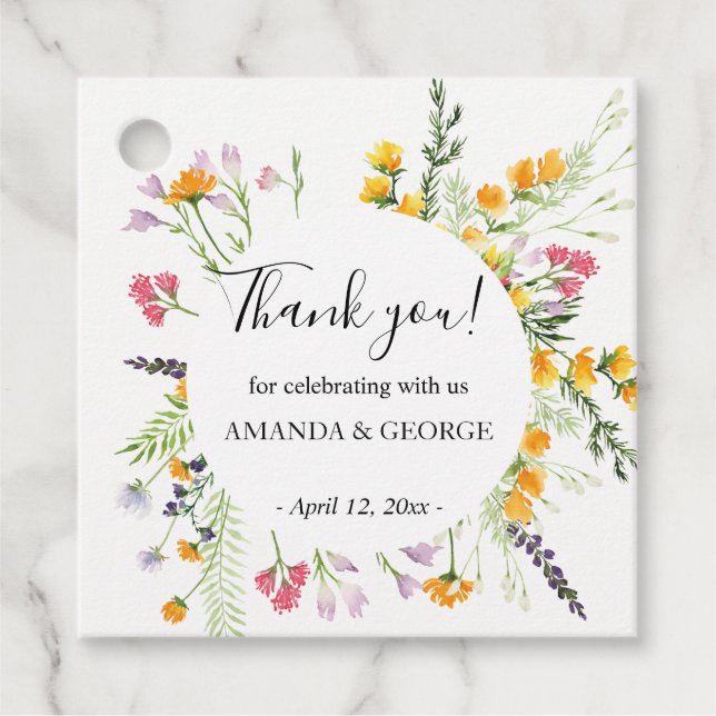Wildflowers thank you Favour Tags (Front)