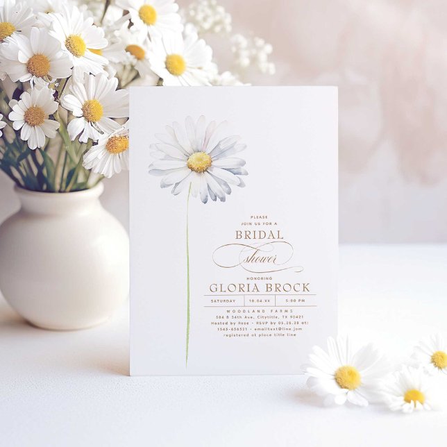 Wildflowers Theme White Daisy Flower Bridal Shower Invitation (Wildflowers Themed Daisy Inspired Bridal Shower Invitations)