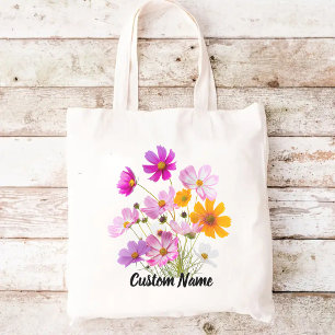 Wildflowers tote bag, Custom name tote bag, Mum Bag