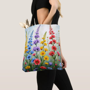 Wildflowers Tote Bag Nature Botanical Print