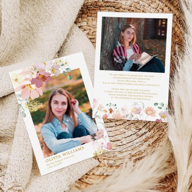 Wildflowers Two Photo Graduation Announcement (Creator Uploaded)