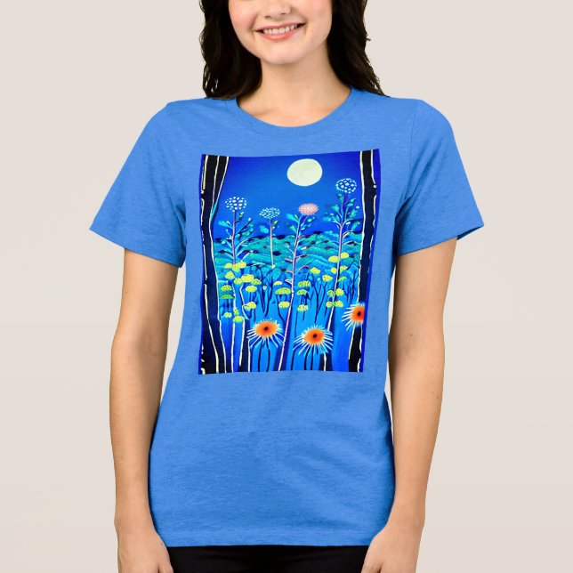 Wildflowers under a Full Moon Tri-Blend Shirt (Front)