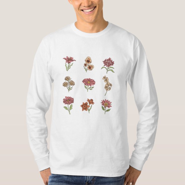 Wildflowers Vintage Flowers Botanical T-Shirt (Front)