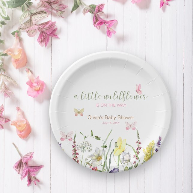 Wildflowers Watercolor Baby Shower Paper Plate (Creator Uploaded)