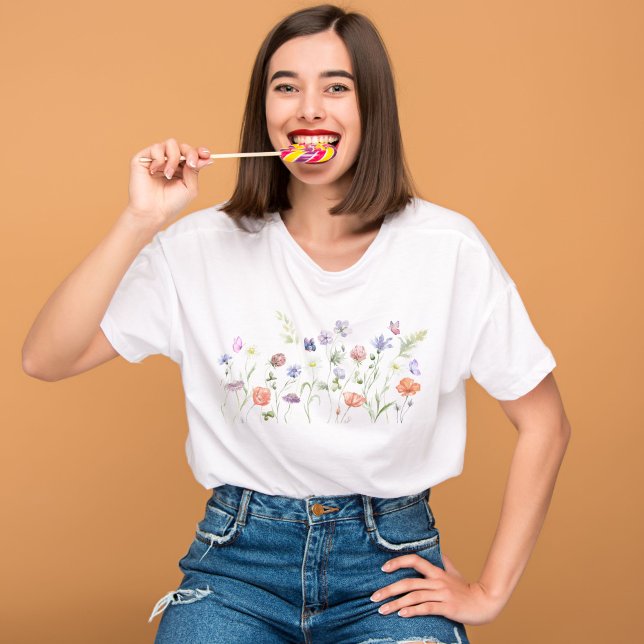 Wildflowers Watercolor, Botanical Flowers, Nature  T-Shirt (Creator Uploaded)