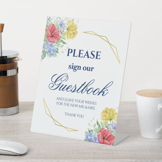 Wildflowers Watercolor Bouquet Guestbook Sign (In SItu)