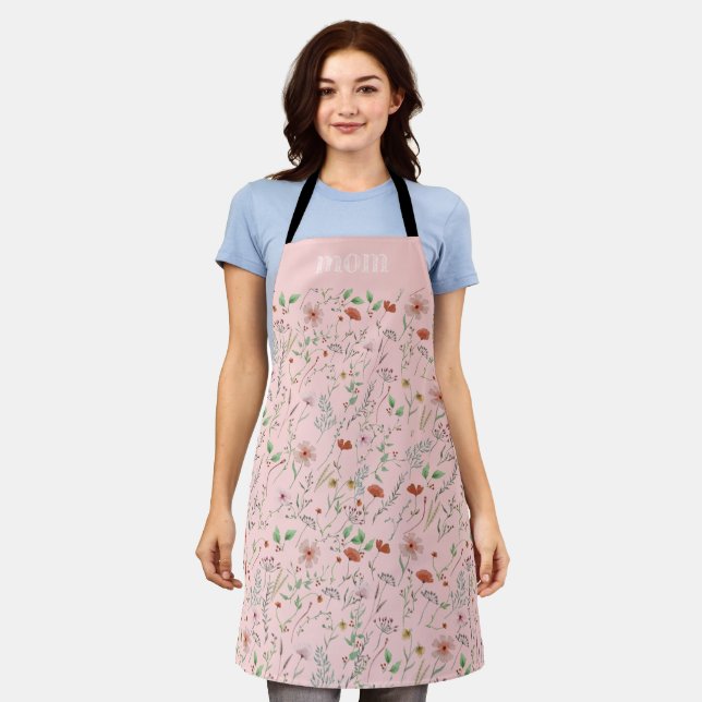 Wildflowers watercolor cute mother’s day mum apron (Worn)