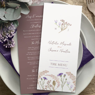 Wildflowers watercolor fall brown wedding menu