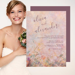 Wildflowers Watercolor Floral Wedding Invitation