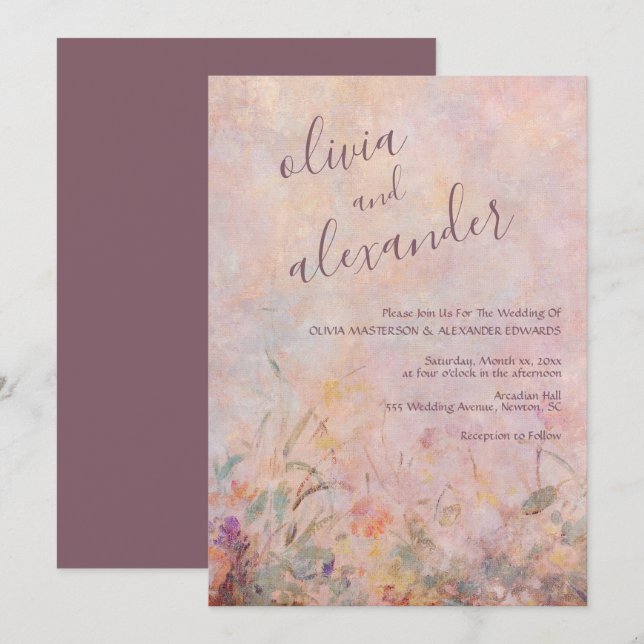 Wildflowers Watercolor Floral Wedding  Invitation (Front/Back)