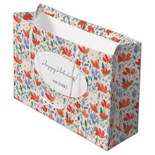 Wildflowers Watercolor In Sweet Red And Blue Large Gift Bag