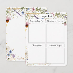 Wildflowers, Watercolor Personalised Prayer List Enclosure Card