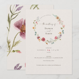 Wildflowers Watercolor Script Invitation