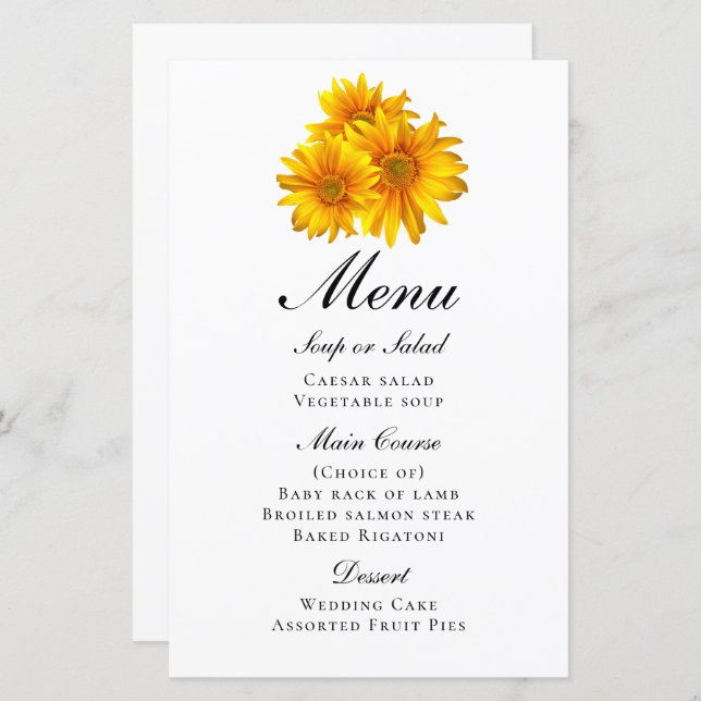 Wildflowers Watercolor Spring  Floral Wedding Menu (Front/Back)