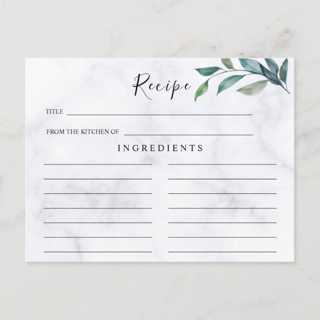 Wildflowers Wedding ,Boho Recipe Card (Front)