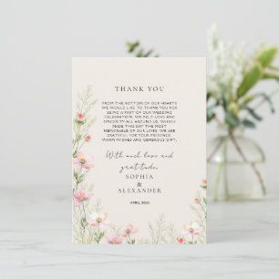 Wildflowers Wedding Flat Thank You Card