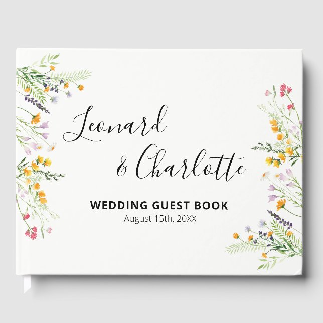 Wildflowers Wedding Guests Book keepsake (Front)