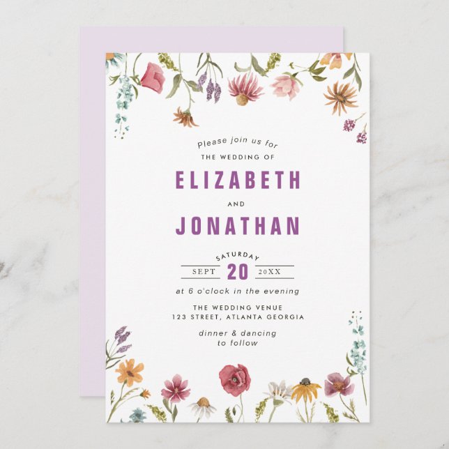 wildflowers wedding invitation (Front/Back)
