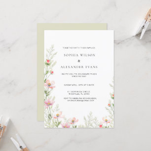 Wildflowers Wedding invitation in a soft romantic,