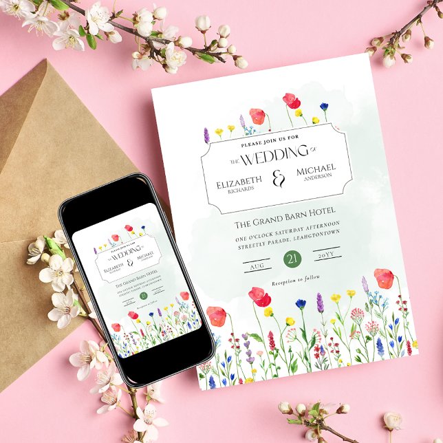 Wildflowers Wedding Invite Floral Print or Digital (Creator Uploaded)