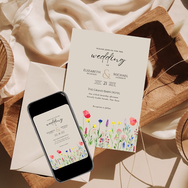 Wildflowers Wedding Invite Floral Print or Digital (Creator Uploaded)