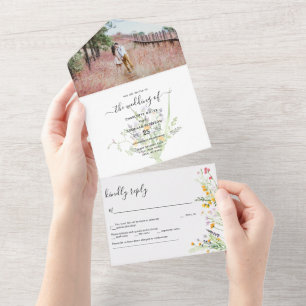 Wildflowers Wedding photo  All In One Invitation