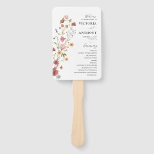 Wildflowers Wedding Program Hand Fan