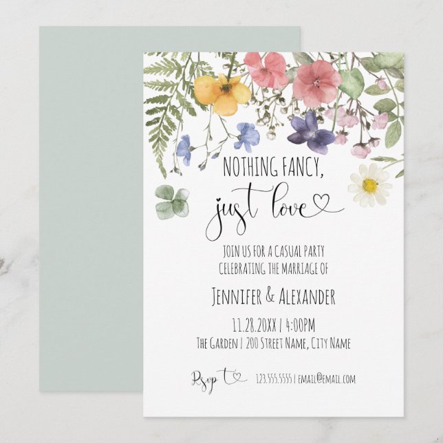 Wildflowers Wedding Reception Invitation (Front/Back)