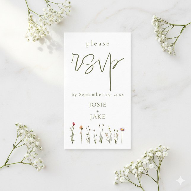 Wildflowers wedding rsvp enclosure card (Delicate wildflowers rsvp wedding enclosure card.)
