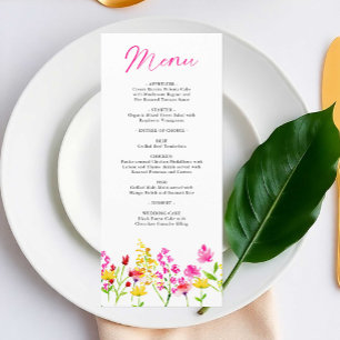 Wildflowers Wedding Script floral watercolor Menu