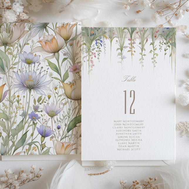 Wildflowers Wedding Table Number Card (Creator Uploaded)