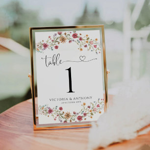 Wildflowers Wedding Table Numbers