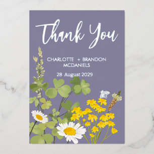 Wildflowers Wedding Thank You Gold Foil Invitati