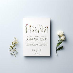 Wildflowers Wedding thank you modern Table Card