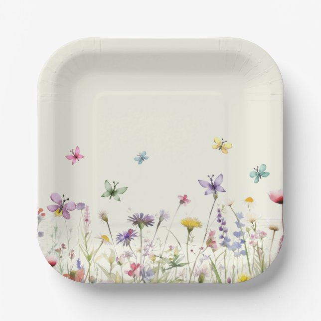 Wildflowers whimsical Party  Paper Plate (Front)