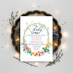 Wildflowers Whimsical Watercolor Chic Baby Shower Invitation