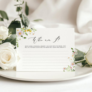 Wildflowers Who am I bridal shower game