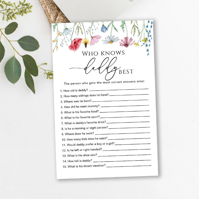 Wildflowers Who knows Daddy best Game (Creator Uploaded)