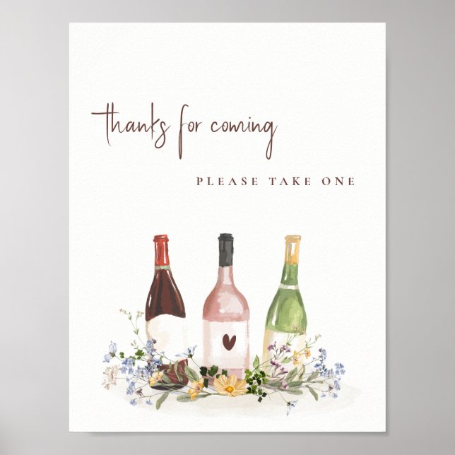 Wildflowers Wine Bottles Favor Sign Bridal Shower (Front)