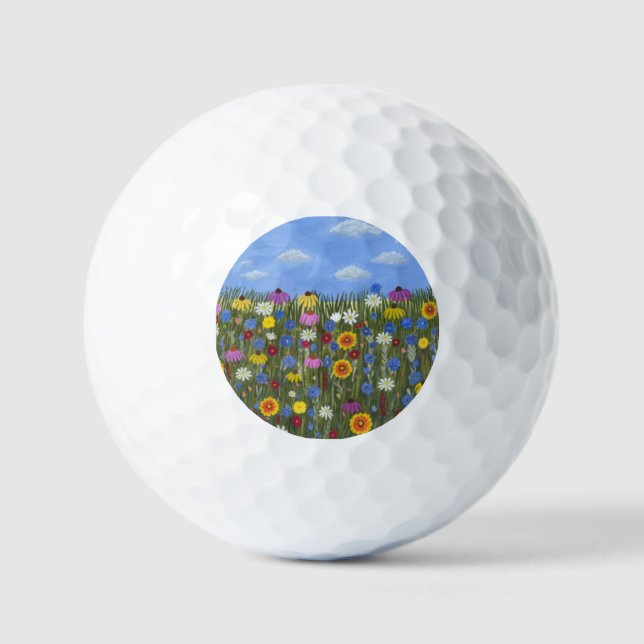 Wildflowers with Daisies Golf Balls (Front)