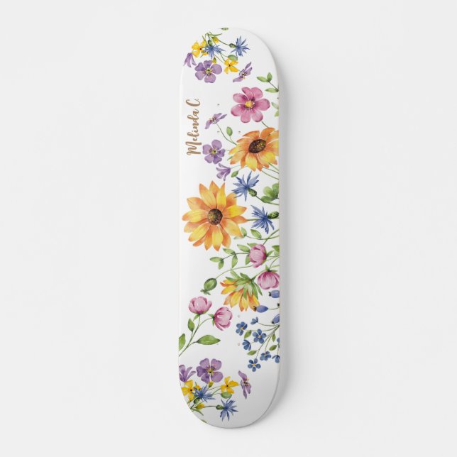 Wildflowers With Name Skateboard (Front)
