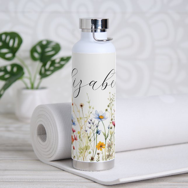 Wildflowers with Name Water Bottle (Yoga)