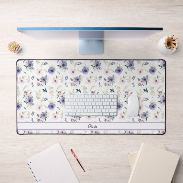 Wildflowers with pastel colours and greenery desk mat (Office 1)