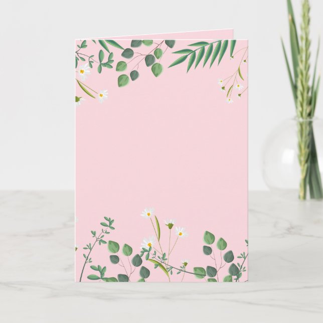 Wildflowers With Pink Wedding Card (Front)